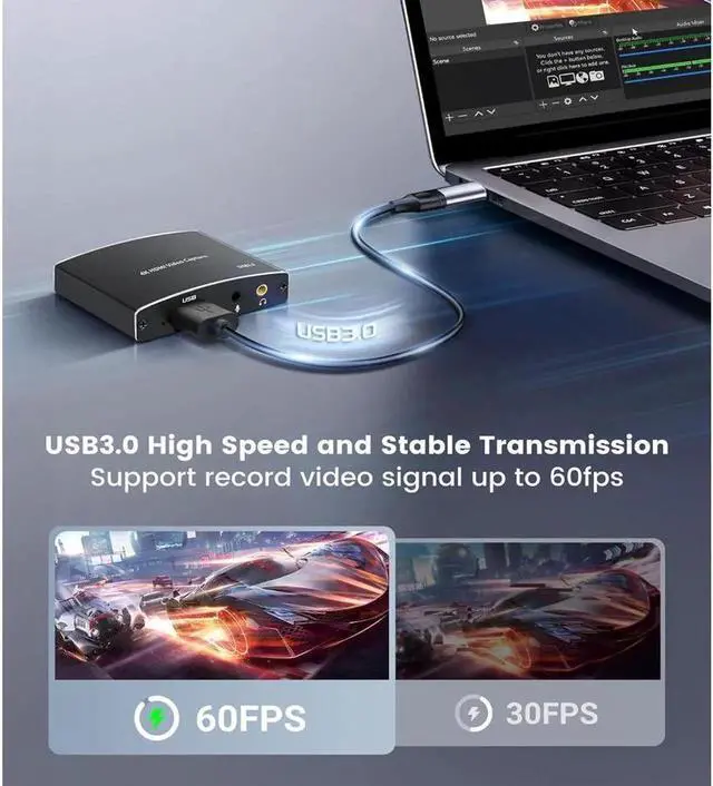 Alt view image 2 of 6 - USB3.0 4K60 HDMI Video Capture Card, 1080P 60FPS HD Game Capture Device Cam Link with HDMI Passthrough Work with Xbox PS5 PS4 Switch DSLR for OBS Twitch Live Streaming and Recording