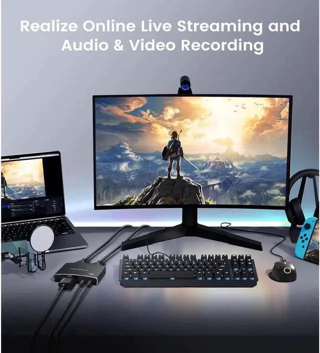 Alt view image 3 of 6 - USB3.0 4K60 HDMI Video Capture Card, 1080P 60FPS HD Game Capture Device Cam Link with HDMI Passthrough Work with Xbox PS5 PS4 Switch DSLR for OBS Twitch Live Streaming and Recording