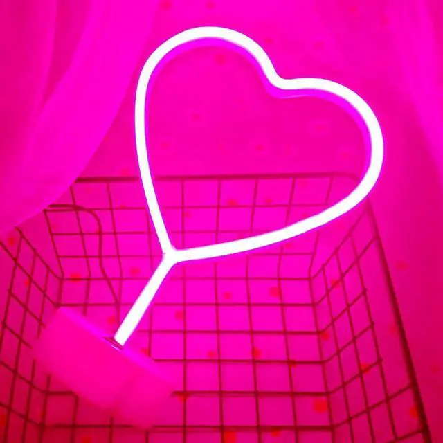 Alt view image 6 of 6 - Gemdeck Neon Heart Light Heart Neon Sign Pink Heart Led Light with Base