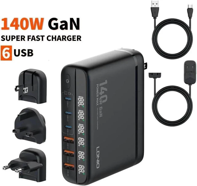 Main image of USB C Charger 140W Portable Charger USB Type-C Charger Compact GaN Fast Charger USB C Fast Charging Block for MacBook Pro/Air, iPad Pro, iPhone 15 14 Pro