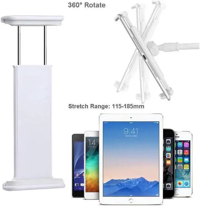 Alt view image 3 of 6 - Gooseneck Cellphone & Tablet 2 in 1 Stand Holder Clip with Strong Flexible Arm Fits 4"-10.6" iPad,iPhone,Galaxy,Google LG,Huawei, Kindle for Bedroom,Office,Desktop,Kitchen