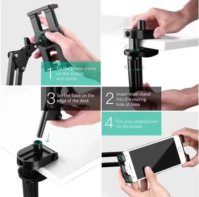 Alt view image 2 of 7 - Tablet Mount Lazy Holder Adjustable Long Arm Clamp Compatible for iPad Air Pro Mini, iPhone X 8 7 6 6S, Samsung Galaxy S9 Plus S8, Nintendo Switch, All 4"-12.9" Cell Phone and Tablet