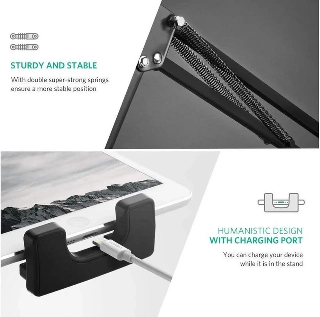 Alt view image 4 of 7 - Tablet Mount Lazy Holder Adjustable Long Arm Clamp Compatible for iPad Air Pro Mini, iPhone X 8 7 6 6S, Samsung Galaxy S9 Plus S8, Nintendo Switch, All 4"-12.9" Cell Phone and Tablet