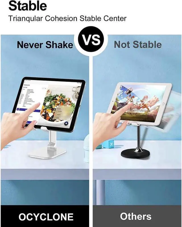 Alt view image 7 of 7 - Upgraded Adjustable Desktop Cell Phone Holder, Cradle Dock Tablet Stand, Foldable Phone Stand Dock For (4.7-12.9") iPad, ipad Pro 12.9, Air Mini 4, iPhone, Kindle, Switch, White