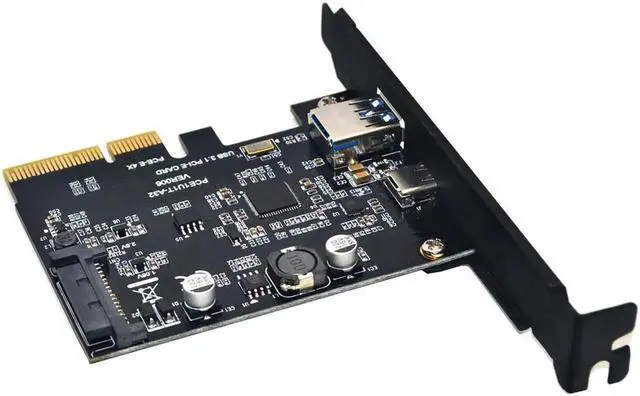 Alt view image 2 of 6 - Add On Card USB 3.1 Type C PCIe Expansion Card PCI-e to 1 Type C and 1 Type A 3.0 USB Adapter PCI Express Riser Card For Desktop