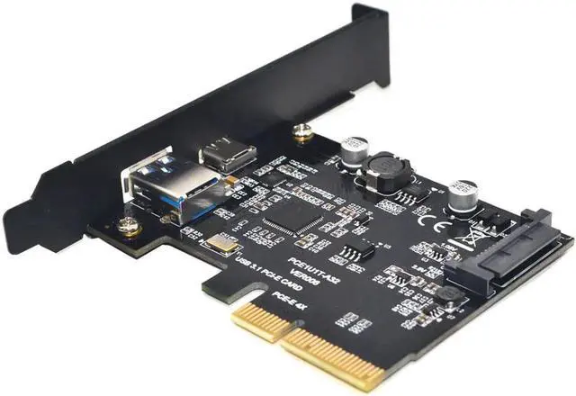Alt view image 4 of 6 - Add On Card USB 3.1 Type C PCIe Expansion Card PCI-e to 1 Type C and 1 Type A 3.0 USB Adapter PCI Express Riser Card For Desktop