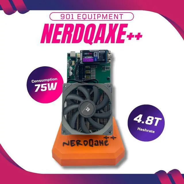 Main image of NerdMiner NerdQaxe++ Bitcoin Miner | BM1370 Chip | 4.8TH/s Hashrate | 76W Low Power Consumption | 40dB Quiet | WiFi Wireless Connection | Portable Mini Design