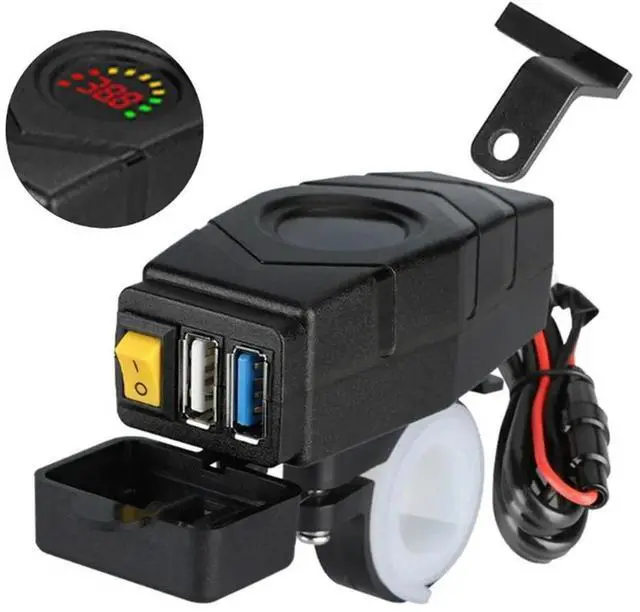 Alt view image 5 of 6 - C1FB 20-80V E-Bike Handlebar USB Charger 24V 36V 48V 60V QC3.0 Quick Charger Adapter(Red Light)