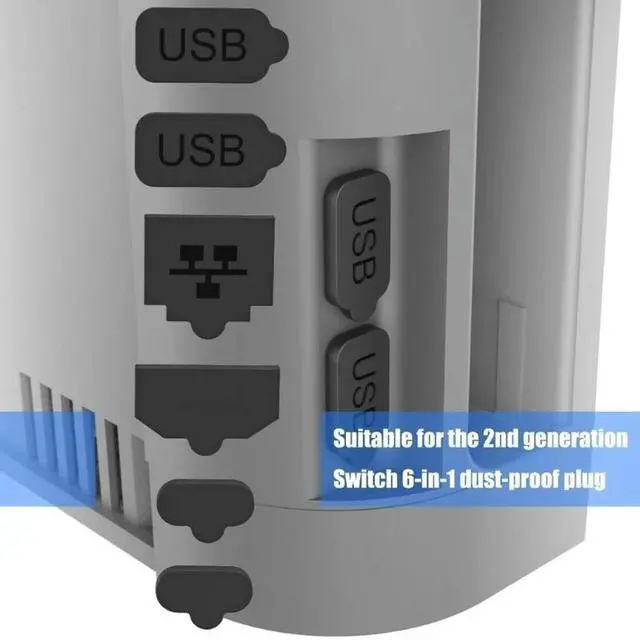 Alt view image 6 of 7 - 6 in 1 Dust Plug Game Console Host Silicone Dust Protector for NS2 Black