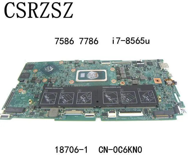 Alt view image 5 of 6 - 18706-1 Mainboard For inspiron 7586 7786 Laptop motherboard CPU i7-8565u DDR4 CN-0C6KN0 0C6KN0 Test Good
