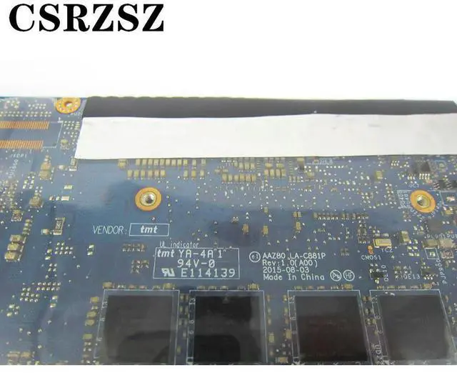 Alt view image 6 of 6 - AAZ80 LA-C881P CN-076F9T 076F9T 76F9T Mainboard For XPS 13 9350 Laptopmotherboard with CPU i5-6200u Tested Good