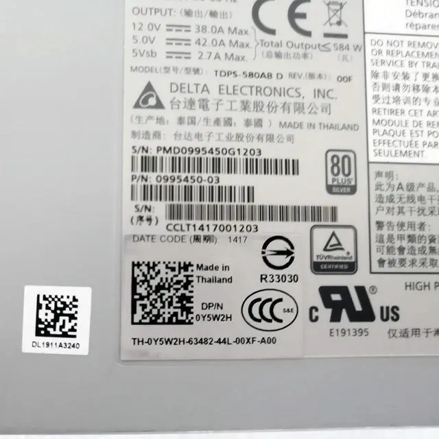 Alt view image 3 of 3 - TDPS-580AB D For SC2000 SC4020 Server Power Supply 0Y5W2H Y5W2H 580W