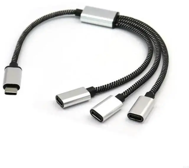 Alt view image 2 of 4 - Compact USB C Male to 3 USB C Female Splitter Cable 480Mbps Data Speed Charging Cable for Type C Tablets,Laptops