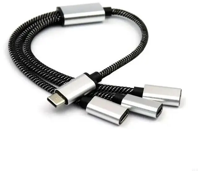 Alt view image 4 of 4 - Compact USB C Male to 3 USB C Female Splitter Cable 480Mbps Data Speed Charging Cable for Type C Tablets,Laptops