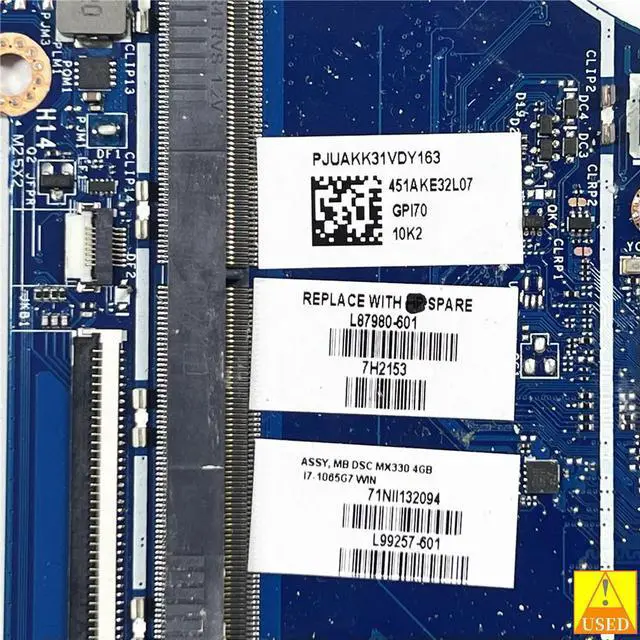 Alt view image 2 of 4 - Laptop Motherboard L87980-601 LA-J501P For 17-CGwithSRG0N I7-1065G7 MX330 4GB cpu Fully Tested, Works ly