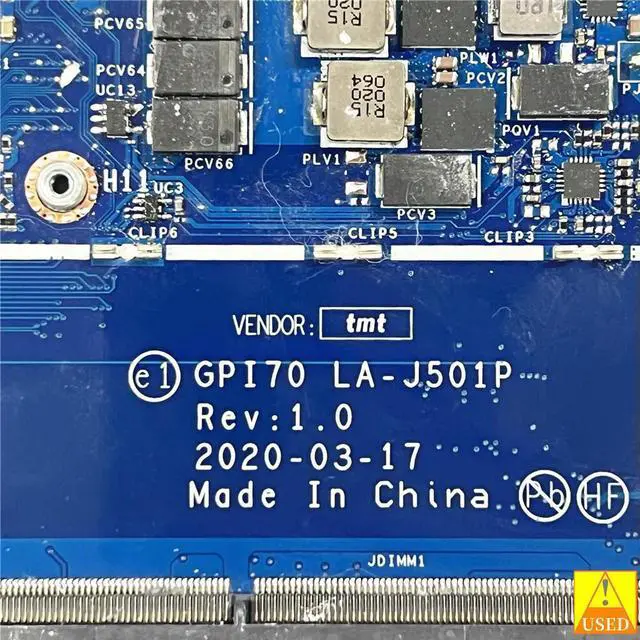 Alt view image 3 of 4 - Laptop Motherboard L87980-601 LA-J501P For 17-CGwithSRG0N I7-1065G7 MX330 4GB cpu Fully Tested, Works ly