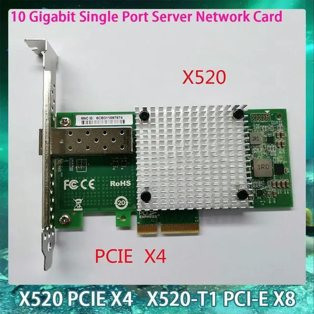Main image of For Inter X520 X520-T1 PCIE X4 PCI-E X8 10 Gigabit Single Port Server Network Card NIC