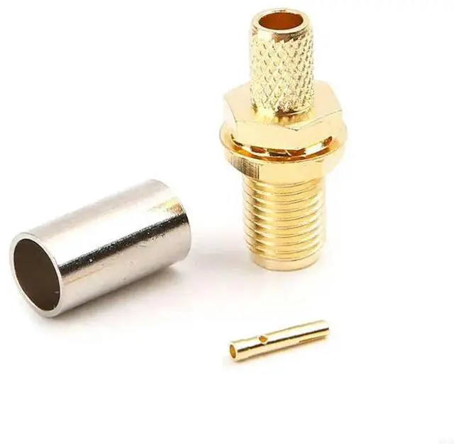 Alt view image 2 of 4 - 10pcs SMA Female Nut Bulkhead Crimp RF Connector For RG58 RG142 LMR195 RG400