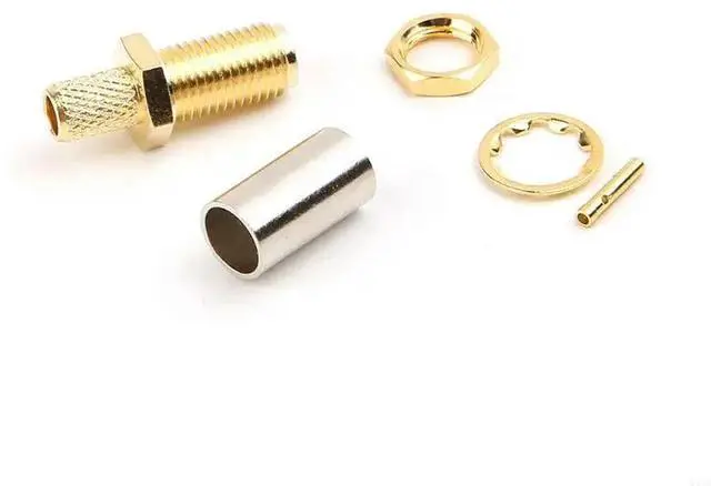 Alt view image 3 of 4 - 10pcs SMA Female Nut Bulkhead Crimp RF Connector For RG58 RG142 LMR195 RG400