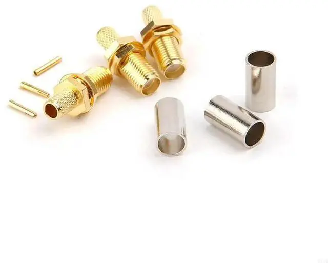 Alt view image 4 of 4 - 10pcs SMA Female Nut Bulkhead Crimp RF Connector For RG58 RG142 LMR195 RG400