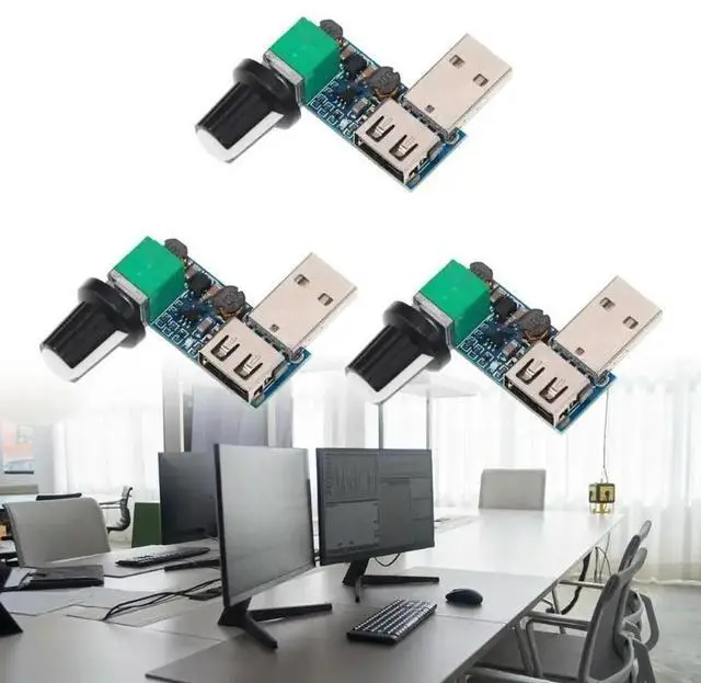 Alt view image 3 of 4 - Portable USB Fan Speed Controller Adjuster with Simple Controller Knob and switches