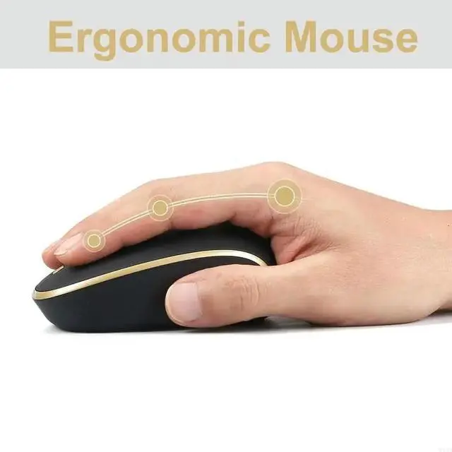 Alt view image 3 of 4 - 2.4G Wireless Mouse for Laptop Ergonomic Computer Mouse with USB Receiver Type-C Adapter 1200DPI Cordless Wireless Mice