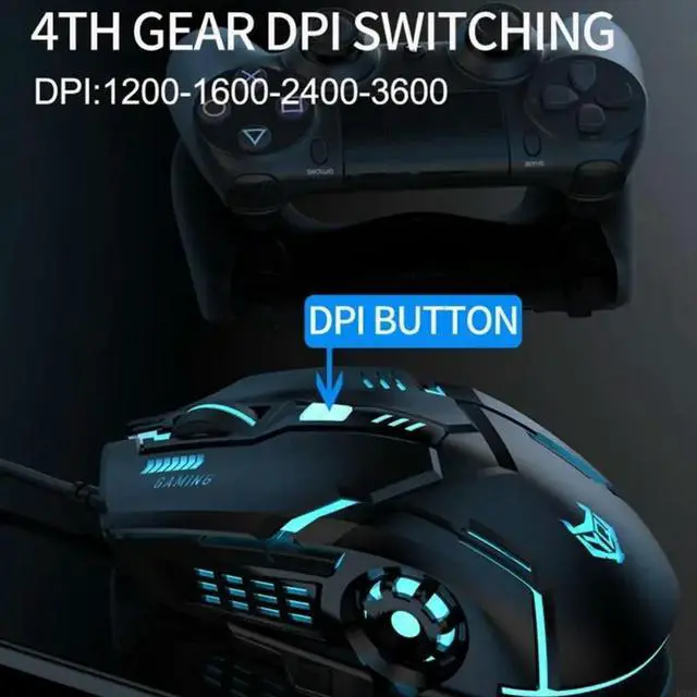 Alt view image 4 of 4 - TypeC Mouse 6 Buttons USB C Gaming Mouse with LED Lights Backlit 3600DPI Adjust