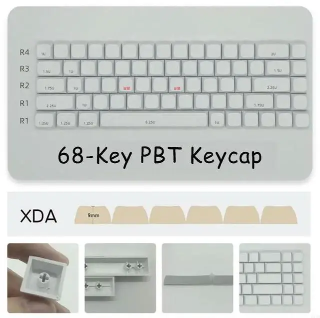 Alt view image 2 of 4 - 68PCS Minimalistic White Blank Keycaps XDA Height PBT Sublimations Keycap Set for AK680 RK68 DK68 Mechanical Keyboard