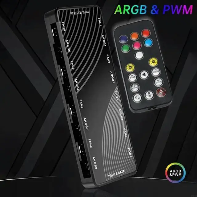 Alt view image 2 of 4 - 1 to 8 ARGB & PWM Fan Hub 8 ARGB Ports, 8 PWM Ports,Efficient Power Distributor