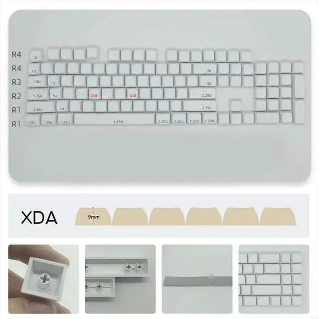 Alt view image 2 of 4 - 104 Key White Blank Keycaps XDA Height PBT Keycap Set For Mechanical Keyboards For Office And Gaming
