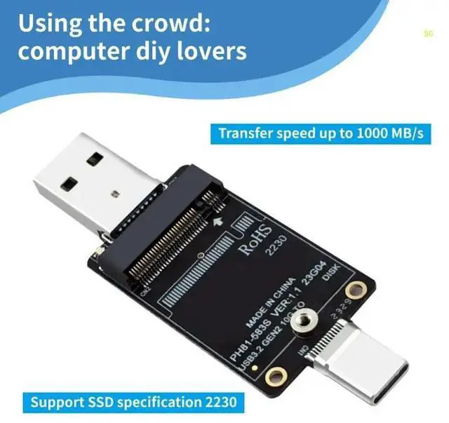 Alt view image 4 of 4 - NVME to USB Adapter M.2 NVME Hard USB 3.2 Gen2 10Gbps M.2 to USB A Type C Support for 2230 SSD Adapter Dropshipping