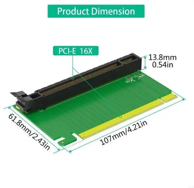 Main image of Computer Connectors PCIE3.0 16X 90 Degree Reverse Risers Card Adapter 61.80mm Height Use