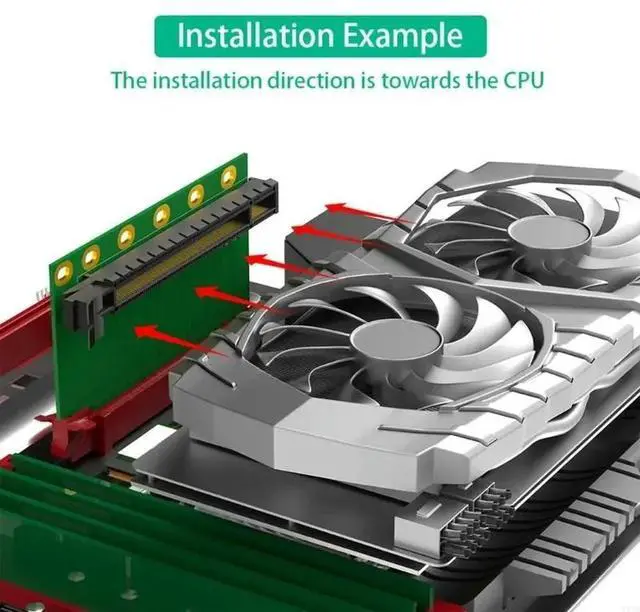 Alt view image 2 of 4 - Computer Connectors PCIE3.0 16X 90 Degree Reverse Risers Card Adapter 61.80mm Height Use