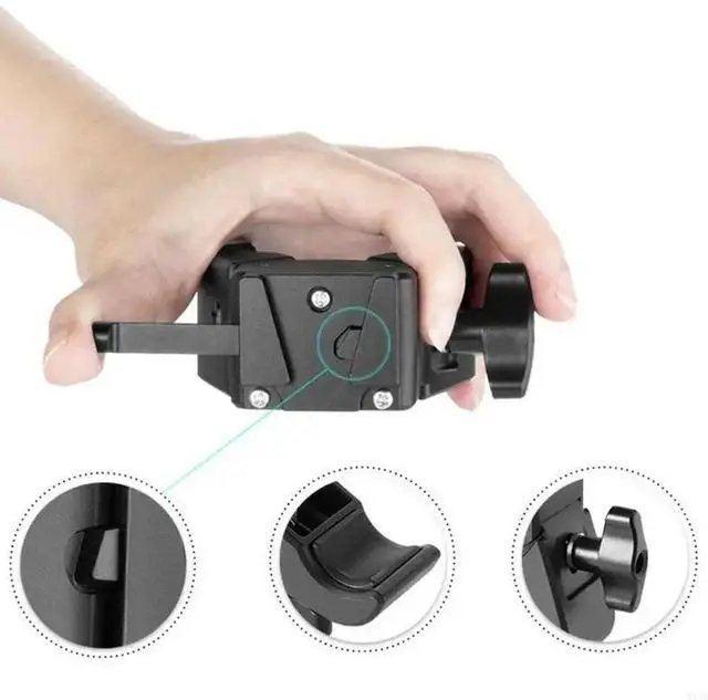 Alt view image 4 of 4 - V MountClip with Large Clamp Camera Tripod Clamp Studio Lighting Accessory for Secure Attachment to Tripods