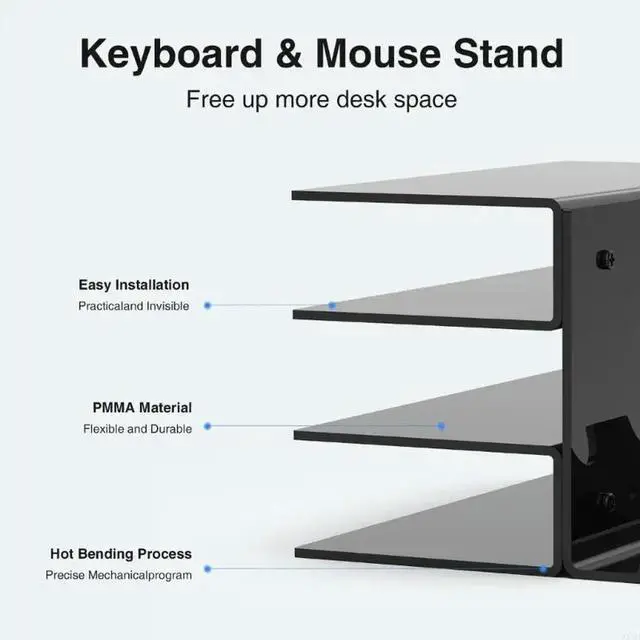 Alt view image 4 of 4 - Sturdy 3 Tiers Keyboard Mouse Desktop Stand Keep Keyboards Within Reach Showcase Keyboards infor Gaming