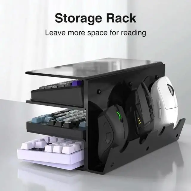 Alt view image 2 of 4 - Sturdy 3 Tiers Keyboard Mouse Desktop Stand Keep Keyboards Within Reach Showcase Keyboards infor Gaming