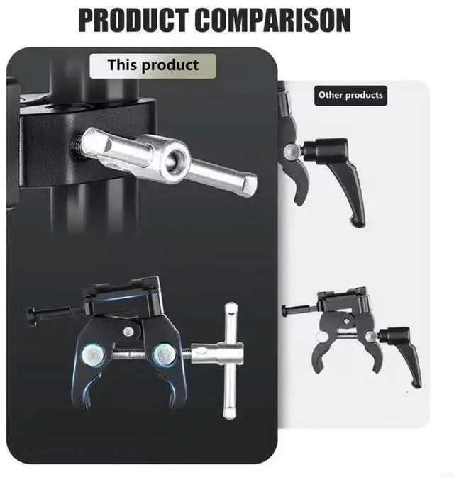 Alt view image 3 of 4 - Heavy Duty V Clamp Claw Clamp with Adjustable Pincer for Secure Mounting on Tripods and Tables