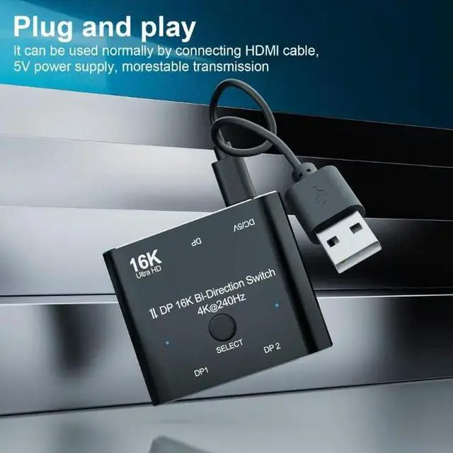 Alt view image 2 of 4 - 2x1 DisplayPort Video Switcher with 16K Highly 4K@240Hz Rapid