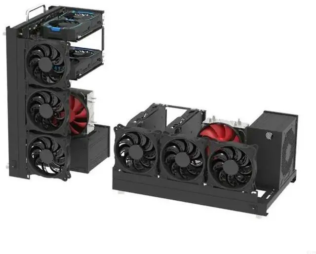 Alt view image 4 of 4 - Mining Rig Frame for GPU Aluminum Open Miner Rig Case Rack for Bitcoin Currency Mining Accessory