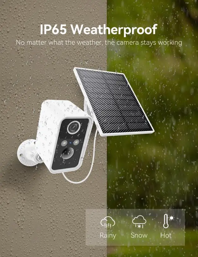 Alt view image 4 of 7 - Solar Camera Outdoor Wireless, Battery Security Cameras with Solar Panel for Home Security, Motion Detection, Night Vision, Alexa, 2.4G Wi-Fi Only, Only Event Recording