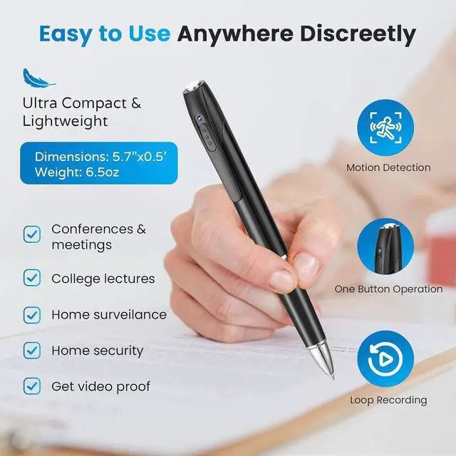Alt view image 6 of 7 - 1080P HD Spy Camera, 64GB Mini Body Cam, Hidden Cameras, Mini Camera, Rechargeable Small Pocket Cam, Suitable for Feetings, Classrooms, Business Negotiations