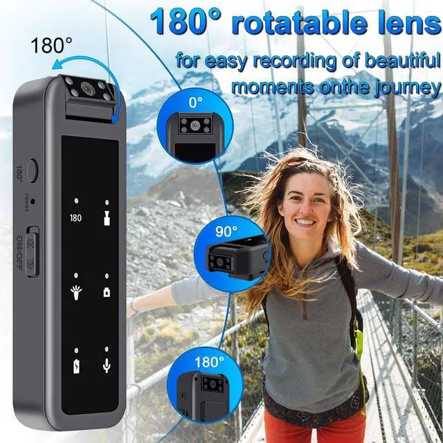 Alt view image 3 of 7 - 128GB Mini Sprots Body Camera,1080P Wearable Patrol Video Recording Camcorder with IR Night Vision, 5-Hour Battery & 180° Rotating Lens Small Wearable Cam for Security, Police, and Outdoor Use