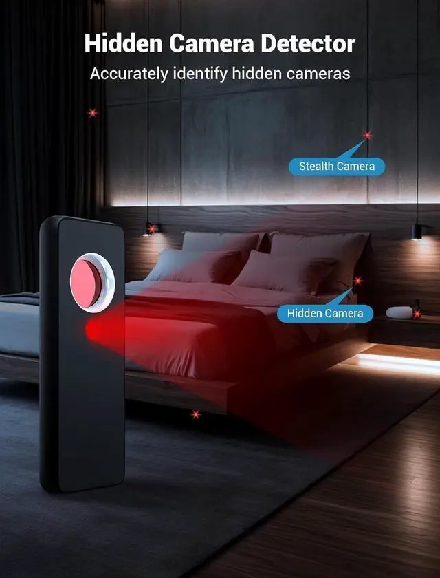 Alt view image 4 of 7 - smhawk Hidden Camera Detector - 2025 Camera Detector, Bug Detector, GPS Tracker Detector, spy Camera, Listening Device Detector for Hotels, Home, Office, 6 Lls Sensitivity,4 Modes