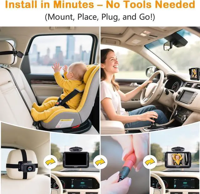 Alt view image 4 of 7 - Rohent Car Camera for Baby USB: Plug and Play Easy to Install Crystal Night Vision Wide View Angle for Newborn Infant Safety