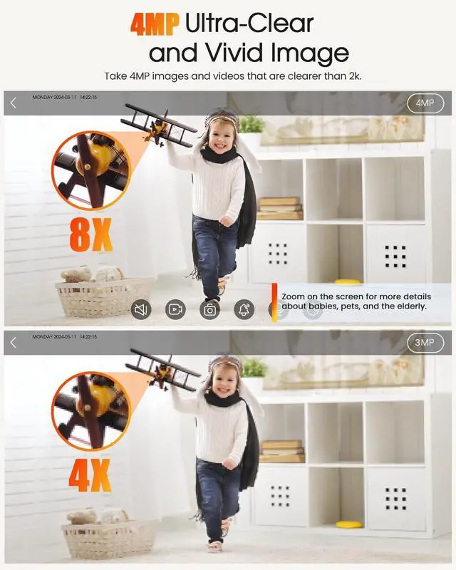 Alt view image 5 of 7 - usogood 2.5K Indoor Camera for Home Security, 360°Pet Camera Indoor with Phone App,Support 5G/2.4Ghz Wifi,Dog Camera with Speaker, Auto Motion Tracking Detection,2-Way Audio,Works with Alexa,Best Gift