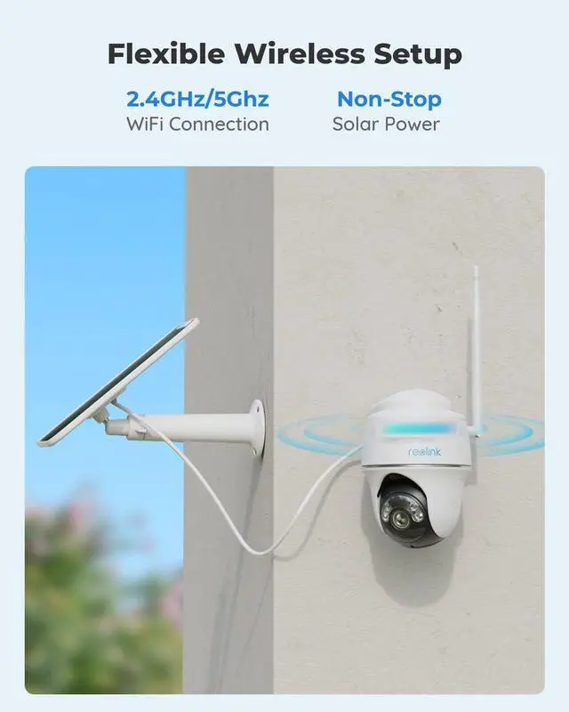 Alt view image 6 of 7 - REOLINK Security Camera Wireless Outdoor, Pan Tilt Solar Powered, 5MP 2K+ Color Night Vision, 2.4/5GHz WiFi, Works with Smart Home for Surveillance, Home Hub Compatible, Argus PT + Solar Panel