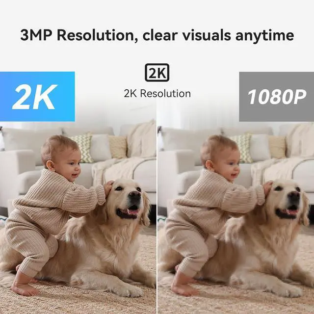 Alt view image 6 of 7 - 2K Indoor Camera for Home Security & Baby Monitor, WiFi Pet Camera with App, 2.4G/5G, 360° Pan&Tilt, Night Vision, Motion Detection, 2-Way Audio, SD/Cloud Storage, Compatible with Alexa