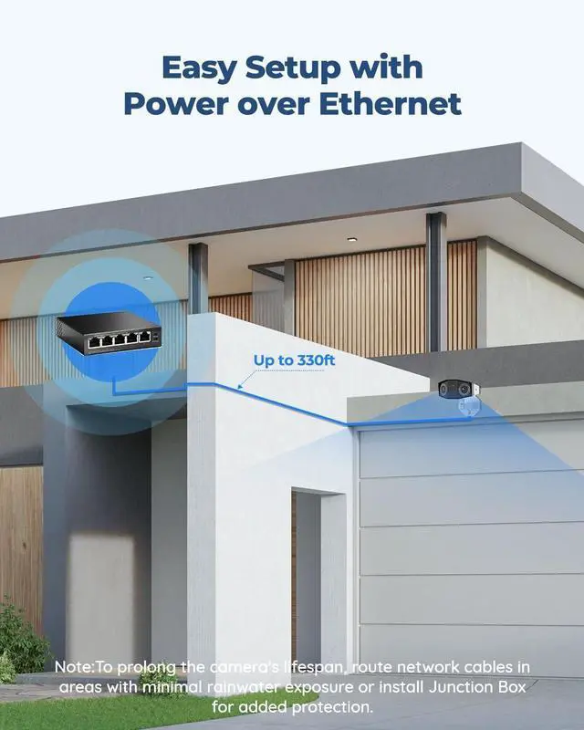 Alt view image 6 of 7 - REOLINK 4K PoE Security Camera System, Home Outdoor IP Camera in 180 Degree Viewing Angle, Human/Vehicle/Pet Detection, Color Night Vision, Two Way Talk, Up to 256GB microSD Card, Duo 2 PoE