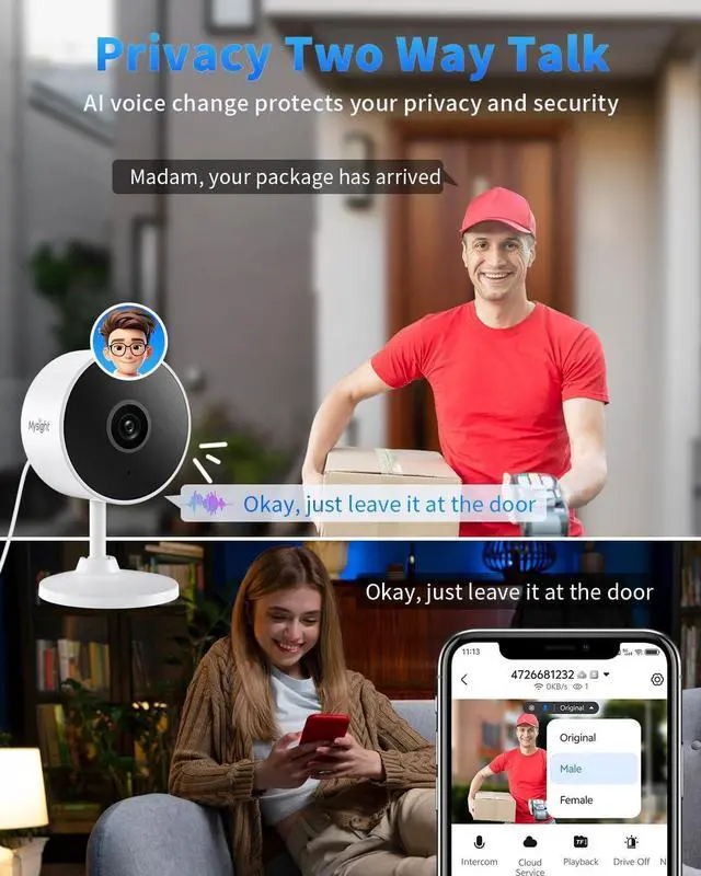 Alt view image 3 of 7 - [5G & 2.4G] 2K Indoor Security Cameras for Home Security, AI Voice Change for 2-Way Talk, Motion Detection, Night Vision, 24/7 SD Recording/Cloud Storage, Baby Monitor/Dog/Pet Camera with Phone App, 2