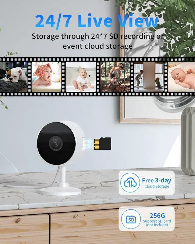 Alt view image 6 of 7 - [5G & 2.4G] 2K Indoor Security Cameras for Home Security, AI Voice Change for 2-Way Talk, Motion Detection, Night Vision, 24/7 SD Recording/Cloud Storage, Baby Monitor/Dog/Pet Camera with Phone App, 2